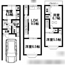 京都市南区吉祥院砂ノ町、中古一戸建ての間取り画像です