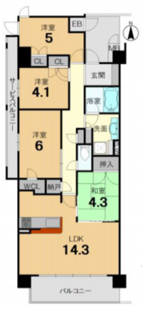 京都市南区久世上久世町、マンションの間取り画像です