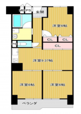 京都市南区吉祥院石原長田町、マンションの間取り画像です