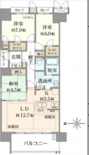 京都市南区久世高田町、マンションの間取り画像です