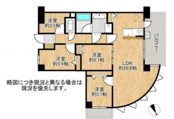 京都市伏見区深草西浦町、マンションの間取り画像です