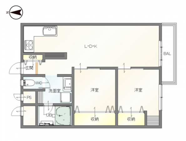 京都市南区西九条南田町、マンションの間取り画像です