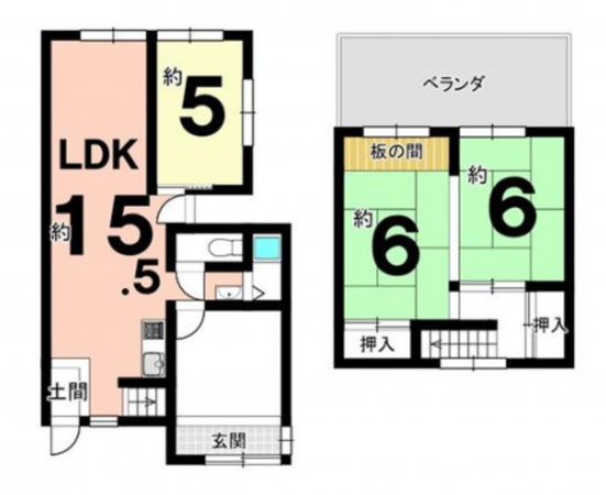 京都市伏見区醍醐古道町、中古一戸建ての間取り画像です