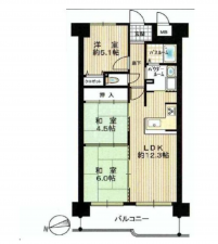 京都市伏見区石田大山町、マンションの間取り画像です