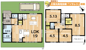 京都市伏見区淀下津町、新築一戸建ての間取り画像です