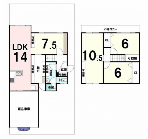 京都市伏見区醍醐勝口町、中古一戸建ての間取り画像です