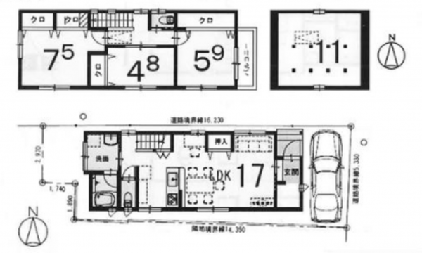 京都市伏見区桝屋町、土地の建築プラン例画像です