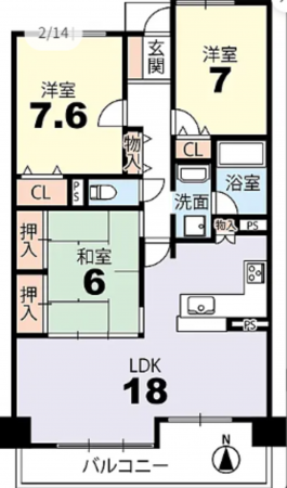 京都市伏見区中島河原田町、マンションの間取り画像です