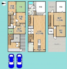 京都市南区唐橋川久保町、中古一戸建ての間取り画像です