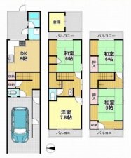 京都市伏見区西大文字町、中古一戸建ての間取り画像です