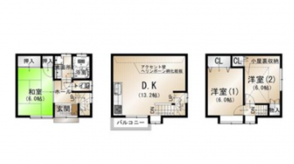 京都市伏見区羽束師鴨川町、中古一戸建ての間取り画像です