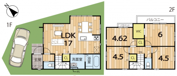京都市伏見区淀下津町、新築一戸建ての間取り画像です