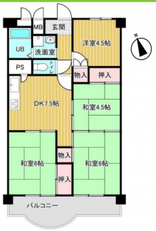 京都市伏見区向島二ノ丸町、マンションの間取り画像です
