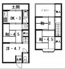 京都市伏見区向島西堤町、中古一戸建ての間取り画像です