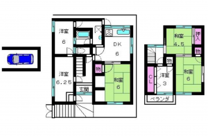 京都市伏見区深草馬谷町、中古一戸建ての間取り画像です