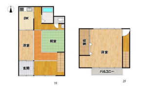 京都市伏見区深草大門町、中古一戸建ての間取り画像です