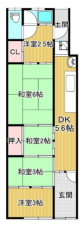 京都市伏見区深草直違橋南、中古一戸建ての間取り画像です