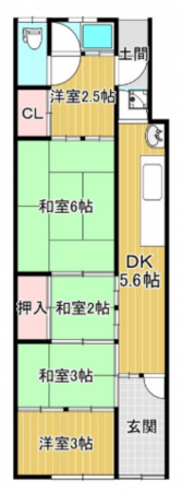 京都市伏見区深草直違橋南、中古一戸建ての間取り画像です