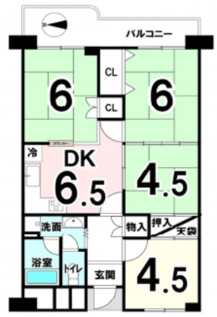 京都市伏見区横大路下三栖山殿、マンションの間取り画像です