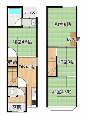 京都市伏見区桃山町鍋島、中古一戸建ての間取り画像です