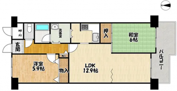 京都市伏見区深草北蓮池町、マンションの間取り画像です