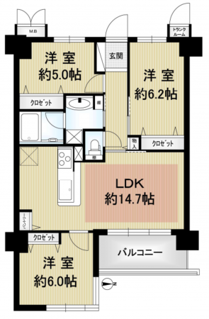 京都市伏見区景勝町、マンションの間取り画像です