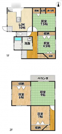 京都市伏見区深草願成町、中古一戸建ての間取り画像です