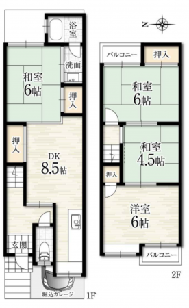 京都市伏見区向島二ノ丸町、中古一戸建ての間取り画像です
