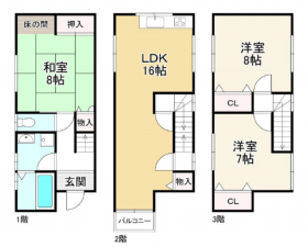 京都市伏見区羽束師菱川町、中古一戸建ての間取り画像です