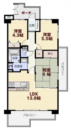 京都市伏見区日野西風呂町、マンションの間取り画像です