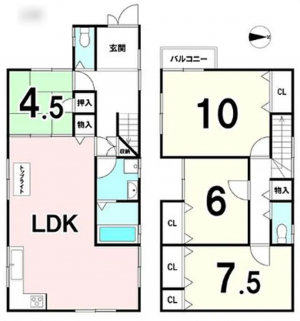 京都市伏見区羽束師志水町、中古一戸建ての間取り画像です