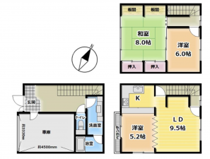 京都市伏見区石田大山町、中古一戸建ての間取り画像です