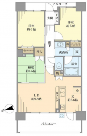 京都市伏見区深草柴田屋敷町、マンションの間取り画像です