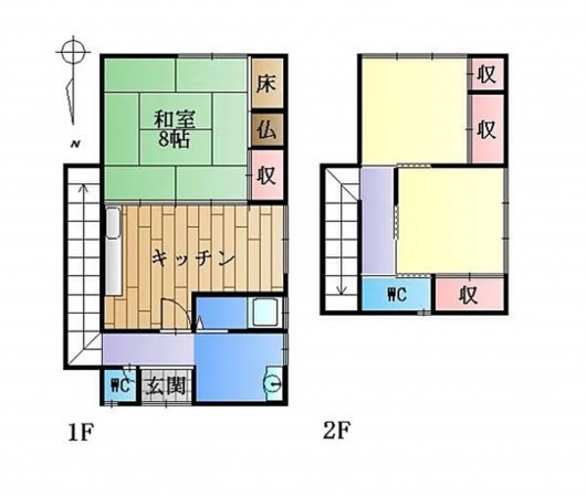 京都市伏見区桃山町正宗、中古一戸建ての間取り画像です