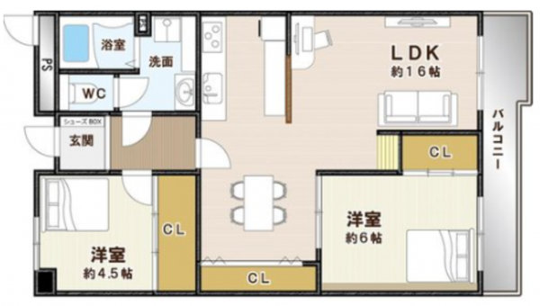 京都市伏見区横大路下三栖山殿、マンションの間取り画像です