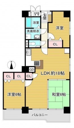 京都市南区吉祥院石原長田町、マンションの間取り画像です