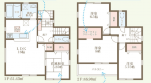 京都市伏見区日野不動講町、新築一戸建ての間取り画像です