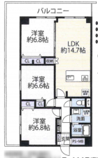 京都市伏見区横大路天王前、マンションの間取り画像です