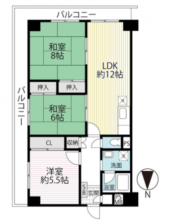 京都市伏見区横大路天王前、マンションの間取り画像です