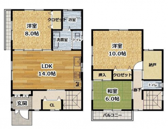 京都市伏見区桃山南大島町、中古一戸建ての間取り画像です