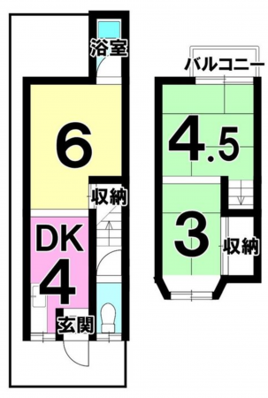 京都市伏見区横大路下三栖山殿、中古一戸建ての間取り画像です