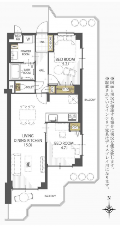 京都市伏見区東柳町、マンションの間取り画像です