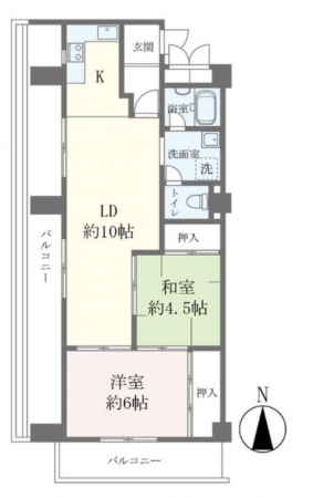 京都市伏見区深草西浦町、マンションの間取り画像です