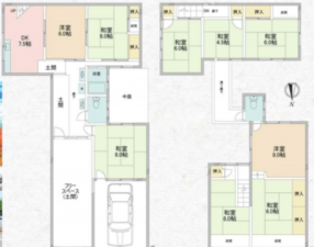 京都市南区、中古一戸建ての間取り画像です