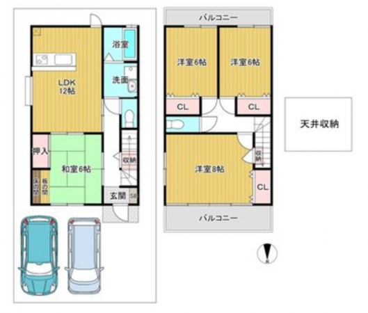 京都市伏見区深草鞍ケ谷、中古一戸建ての間取り画像です