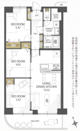 京都市伏見区深草西川原町、マンションの間取り画像です