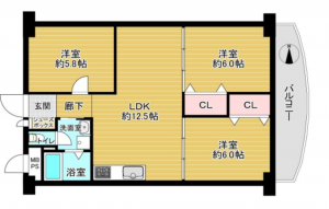 京都市伏見区深草西浦町、マンションの間取り画像です