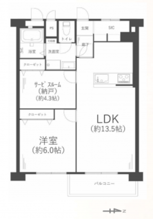 京都市南区西九条南田町、マンションの間取り画像です