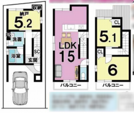 京都市伏見区淀美豆町、新築一戸建ての間取り画像です