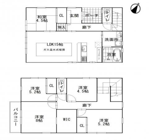 京都市伏見区淀下津町、中古一戸建ての間取り画像です